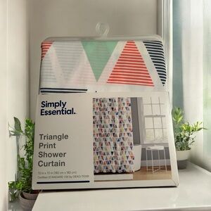 Simply Essential Fabric Shower Curtain 72x72” Triangles STANDARD 100 by OEKO-TEX